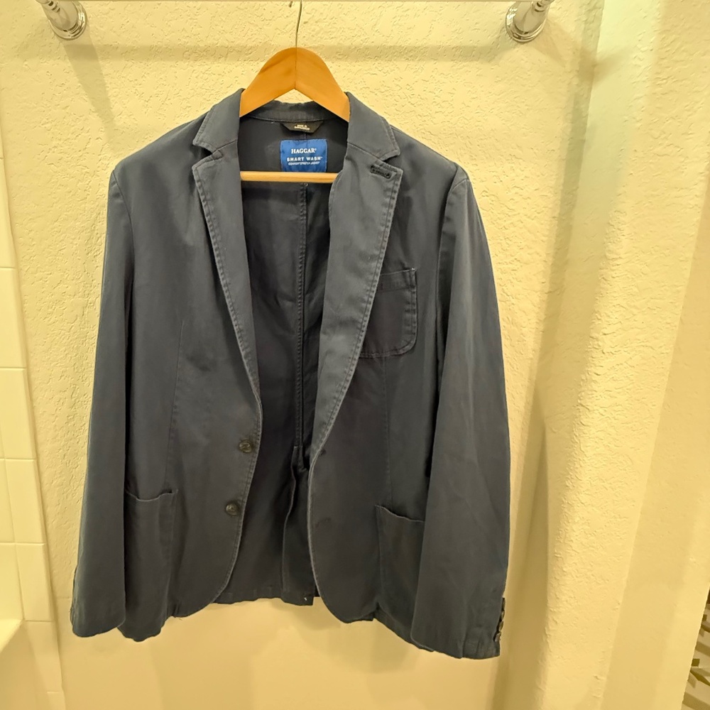 Haggar Smart Wash Mens Stretch Fabric Slim Fit Blazer - Navy Size 40-42L